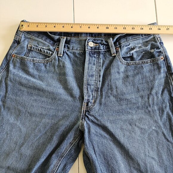 Old Navy Jean Women 12 Blue Slouchy Taper High Rise Cropped Cotton Cottage Denim - Picture 4 of 16